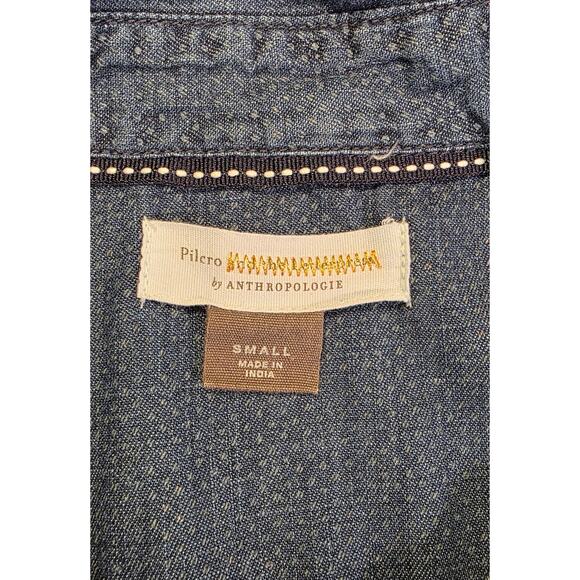 Anthropologie Pilcro Denim Button Down With Flyaway Back Boho Western Size Small - Picture 4 of 5